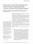 Research paper thumbnail of Performance of the Risk of Malignancy Index for Discriminating Malignant Tumors in Women With Adnexal Masses