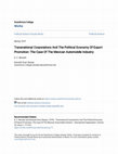 Research paper thumbnail of Transnational corporations and the political economy of export promotion: the case of the Mexican automobile industry