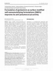 Research paper thumbnail of Formulation of gentamicin as surface modified self-nanoemulsifying formulations (SNEFs) improves its anti-pneumococcal activity