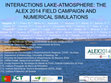 Research paper thumbnail of Interactions Lake-Atmosphere: The Alex 2014 Field Campaign and Numerical Simulations