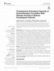 Research paper thumbnail of Complement-Activating Capacity of Autoantibodies Correlates With Disease Activity in Bullous Pemphigoid Patients