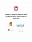 Research paper thumbnail of PROGRAMA DE DESARROLLO URBANO DEL CENTRO DE POBLACIÓN CANCÚN, MUNICIPIO DE BENITO JUÁREZ (2022