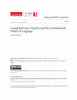 Research paper thumbnail of Losing Relevance: Quebec and the Constitutional Politics of Language