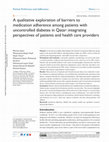 Research paper thumbnail of A qualitative exploration of barriers to medication adherence among patients with uncontrolled diabetes in Qatar: integrating perspectives of patients and health care providers