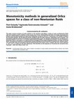 Research paper thumbnail of Monotonicity methods in generalized Orlicz spaces for a class of non-Newtonian fluids