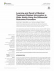 Research paper thumbnail of Learning and Recall of Medical Treatment-Related Information in Older Adults Using the Differential Outcomes Procedure