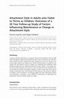 Research paper thumbnail of Attachment style in adults who failed to thrive as children: outcomes of a 20 year follow-up study of factors influencing maintenance or change in attachment style