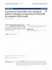 Research paper thumbnail of Correction to: End of life in the critically ill patient: evaluation of experience of end of life by caregivers (EOLE study)