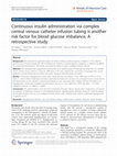 Research paper thumbnail of Continuous insulin administration via complex central venous catheter infusion tubing is another risk factor for blood glucose imbalance. A retrospective study