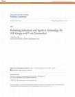 Research paper thumbnail of \u3cem\u3eRethinking Individuals and Agents in Archaeology\u3c/em\u3e, by A.B. Knapp and P. van Dommelen