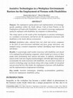 Research paper thumbnail of Assistive Technologies in a Workplace Environment: Barriers for the Employment of People with Disabilities