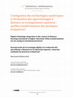 Research paper thumbnail of L’intégration des technologies numériques à l’évaluation des apprentissages à distance en enseignement supérieur : quelles transformations des pratiques évaluatives?