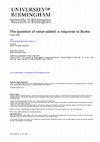 Research paper thumbnail of The question of value-added: a response to Burke