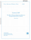 Research paper thumbnail of License to Sell: The Effect of Business Registration Reform on Entrepreneurial Activity in Mexico