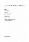 Research paper thumbnail of Successful Rural Entrepreneurial Communities