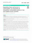 Research paper thumbnail of Expanding choice and access in contraception: an assessment of intrauterine contraception policies in low and middle-income countries