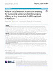 Research paper thumbnail of Role of social network in decision making for increasing uptake and continuing use of long acting reversible (LARC) methods in Pakistan