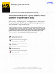 Research paper thumbnail of Harassment and abuse in sports: evidence-based guidelines for adherence to policy