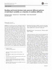 Research paper thumbnail of Reading and lexical-decision tasks generate different patterns of individual variability as a function of condition difficulty