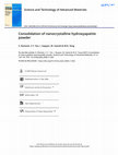 Research paper thumbnail of Consolidation of nanocrystalline hydroxyapatite powder