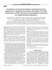 Research paper thumbnail of Evaluation of a Systems Analysis and Improvement Approach to Optimize Prevention of Mother-To-Child Transmission of HIV Using the Consolidated Framework for Implementation Research