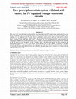 Research paper thumbnail of Low power photovoltaic system with lead acid battery for 5V regulated voltage – electronic circuits