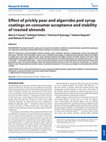 Research paper thumbnail of Effect of prickly pear and algarrobo pod syrup coatings on consumer acceptance and stability of roasted almonds