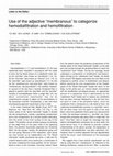 Research paper thumbnail of Use of the Adjective “Membranous” to Categorize Hemodiafiltration and Hemofiltration