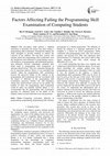 Research paper thumbnail of Factors Affecting Failing the Programming Skill Examination of Computing Students