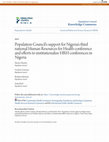 Research paper thumbnail of Population Council\u27s support for Nigeria\u27s third national Human Resources for Health conference and efforts to institutionalize HRH conferences in Nigeria