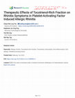 Research paper thumbnail of Therapeutic Effects of Tocotrienol-Rich Fraction on Rhinitis Symptoms in Platelet-Activating Factor Induced Allergic Rhinitis