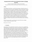 Research paper thumbnail of Innovation barriers and the role of institutional context in emerging economies