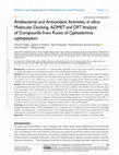 Research paper thumbnail of Antibacterial and Antioxidant Activities, in silico Molecular Docking, ADMET and DFT Analysis of Compounds from Roots of Cyphostemma cyphopetalum