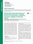 Research paper thumbnail of Recognizing Quality Improvement and Patient Safety Activities in Academic Promotion in Departments of Medicine: Innovative Language in Promotion Criteria