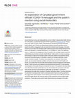 Research paper thumbnail of An exploration of Canadian government officials’ COVID-19 messages and the public’s reaction using social media data