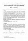 Research paper thumbnail of A Method for Numerical Solution of Third-Kind Volterra Integral Equations Using Krall-Laguerre Polynomials