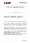 Research paper thumbnail of Universal Grammar Theory and Language Acquisition: Evidence from the Null Subject Parameter