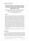 Research paper thumbnail of Partial Purification and Characterization of Protease Enzyme from <I>Bacillus subtilis</I> and <I>Bacillus cereus</I>