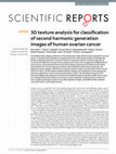 Research paper thumbnail of 3D texture analysis for classification of second harmonic generation images of human ovarian cancer