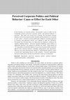 Research paper thumbnail of Perceived Corporate Politics and Political Behavior: Cause or Effect for Each Other