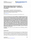 Research paper thumbnail of Relationship between Burnout, Quality of Life, and Work Ability Index—Directions in Prevention