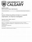 Research paper thumbnail of Factors influencing ethical climate in a nonprofit organisation: an empirical investigation