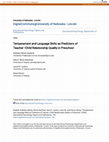 Research paper thumbnail of Temperament and Language Skills as Predictors of Teacher-Child Relationship Quality in Preschool