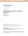 Research paper thumbnail of Responding to Writing by Responding to Learning by Giving Effective Feedback