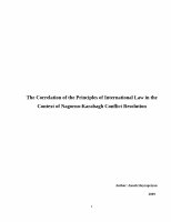 Research paper thumbnail of The Correlation of the Principles of Internaational Law in the Context of Nagorno-Karabagh Conflict Resolution