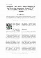 Research paper thumbnail of Celebrating TAG. The 25th annual conference of the Theoretical Archaeology Group, 17th-19th December at the University of Wales, Lampeter