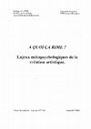 Research paper thumbnail of A quoi ça rime ? Enjeux métapsychologiques de la création artistique