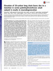 Research paper thumbnail of Elevation of 20-carbon long chain bases due to a mutation in serine palmitoyltransferase small subunit b results in neurodegeneration