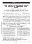 Research paper thumbnail of DOI: 10.1161/CIRCGENETICS.113.000305 1 Genetic Variants in CCNB1 Associated with Differential Gene Transcription and Risk of Coronary In-Stent Restenosis Running title: Silvestre-Roig et al.; SNPs in CCNB1 and restenosis risk