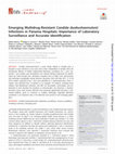 Research paper thumbnail of {"__content__"=>"Emerging multidrug-resistant infections in Panama hospitals: importance of laboratory surveillance and accurate identification.", "i"=>{"__content__"=>"Candida duobushaemulonii"}}